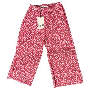 Zara Girl's Red Floral Dressy Culotte Pants Size 8 NWT